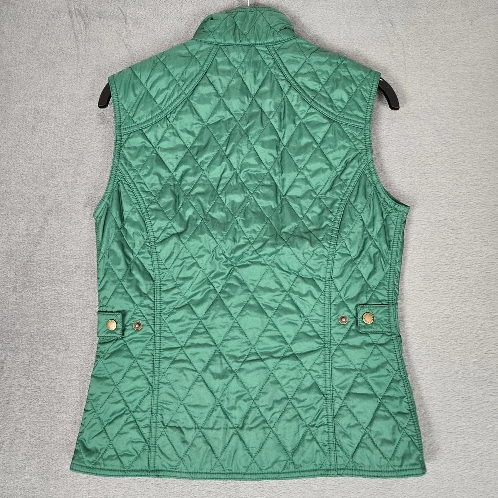 Barbour Vest Womens 4 Summer Liddesdale Gilet Quilted Green Full Zip Snap